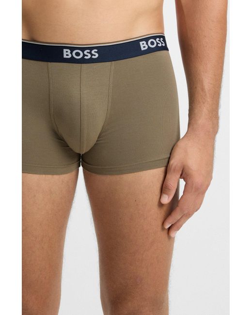 Boss Set Van Drie Korte Boxershorts Met Logotailleband Van Stretchkatoen in het Blue voor heren