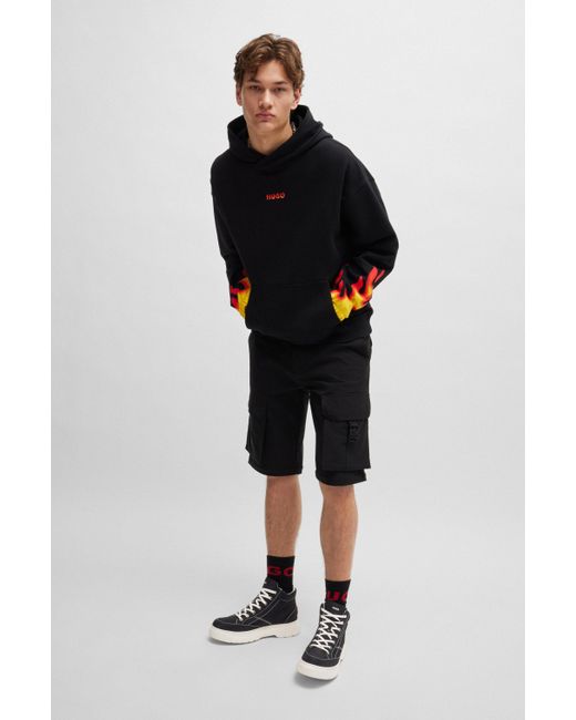 HUGO Hightop Sneakers mit rotem Stack-Logo-Aufnäher in Black für Herren