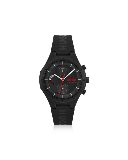 HUGO Black #Lit Multi Watch With Silicone Logo Strap for men