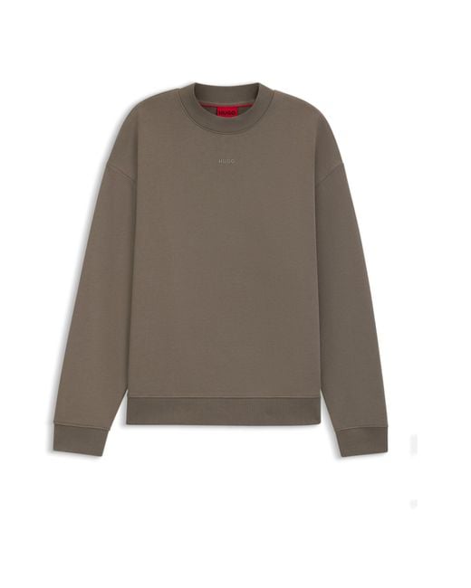 HUGO Relaxed-Fit Sweatshirt Aus Baumwoll-Terry Mit Logo-Print in Brown für Herren