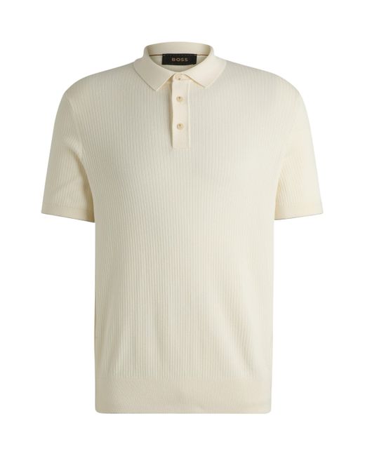 Boss Natural Regular-fit Polo Sweater In Silk And Cotton for men