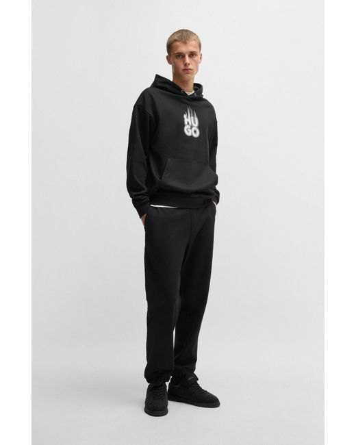 HUGO S Dilbero Cotton-terry Tracksuit Bottoms With Smoke Logo Black for men