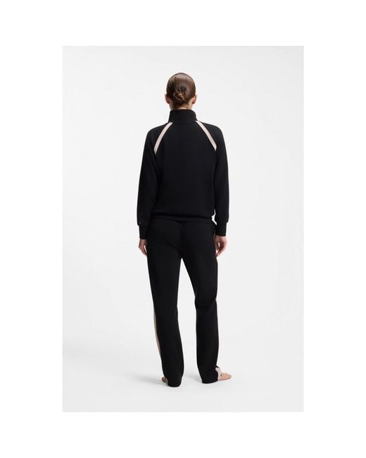 Boss Black Zip-Neck Sweatshirt With Contrast Inserts
