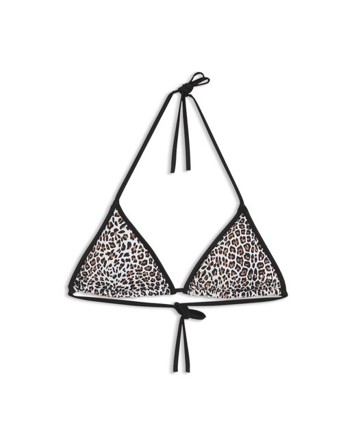 HUGO Black Triangle Bikini Top With Stacked Logos