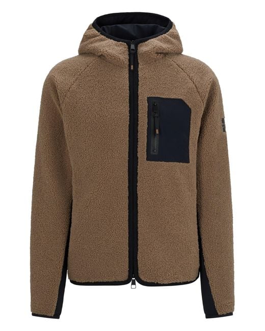 Boss Hybride Reitsport-Jacke Aus Kuscheligem Teddy Mit Kapuze in Brown für Herren