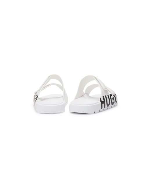 HUGO White Logo Sandals With Double Touch-Closure Straps for men