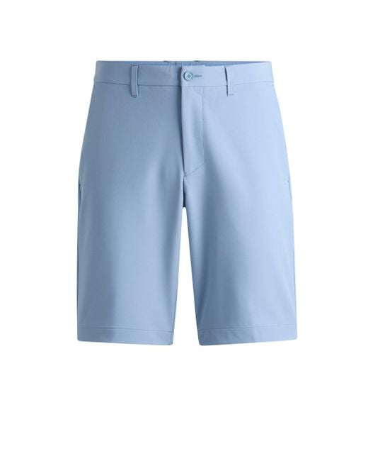 Boss Slim-Fit Shorts aus bügelleichtem Vier-Wege-Stretch in Blue für Herren