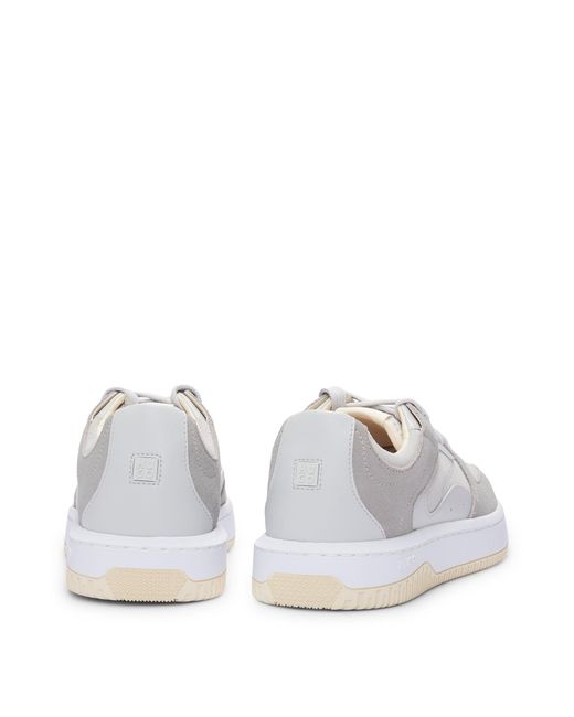 HUGO White Low-top Trainers In Suede With Logo Details