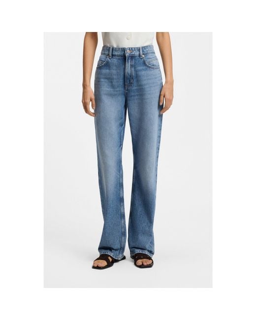 Boss Blue High-Waisted Regular-Fit Jeans