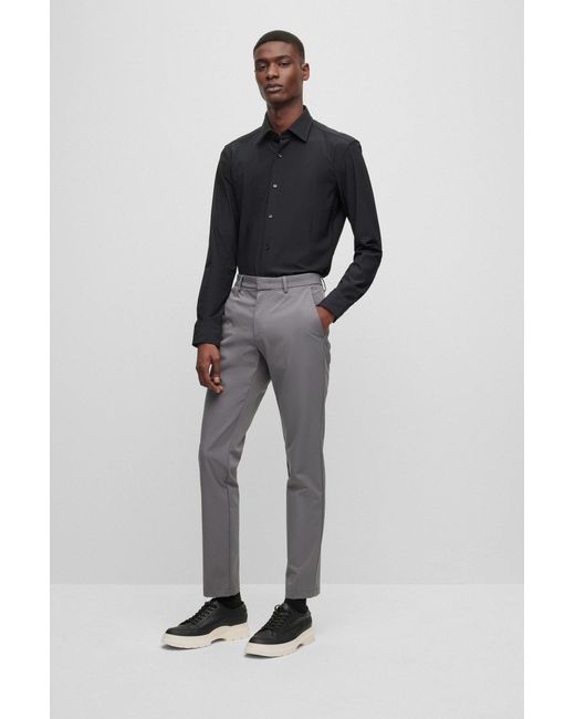 BOSS by HUGO BOSS Slim-fit Trousers In Performance-stretch Fabric in Grey  for Men | Lyst Australia