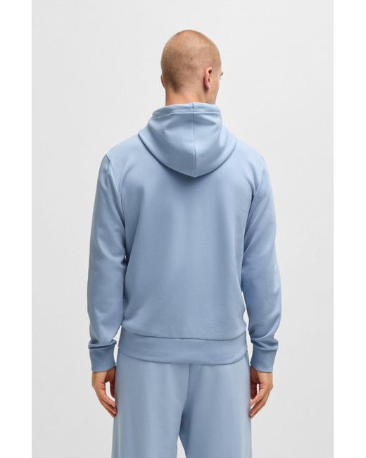 Boss Hoodie Van Stretchkatoen Met Rits En Logoprint in het Blue voor heren