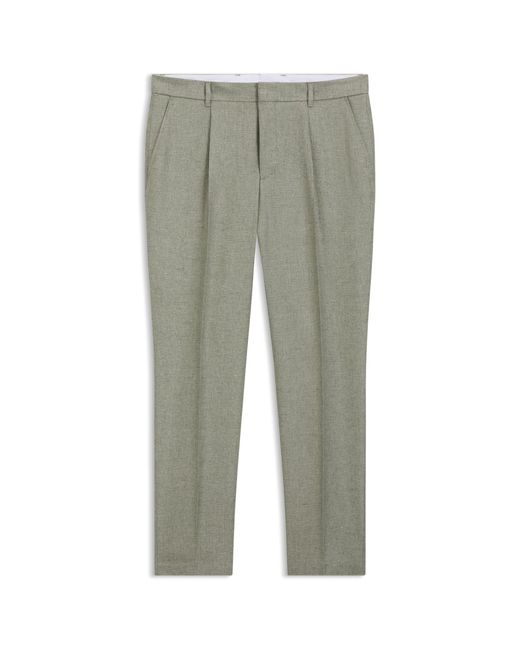 Boss Gray Pleat-Front Trousers for men