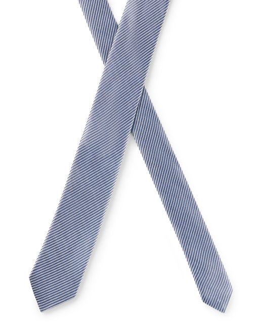 HUGO Blue Diagonal-stripe Tie In Silk Jacquard for men