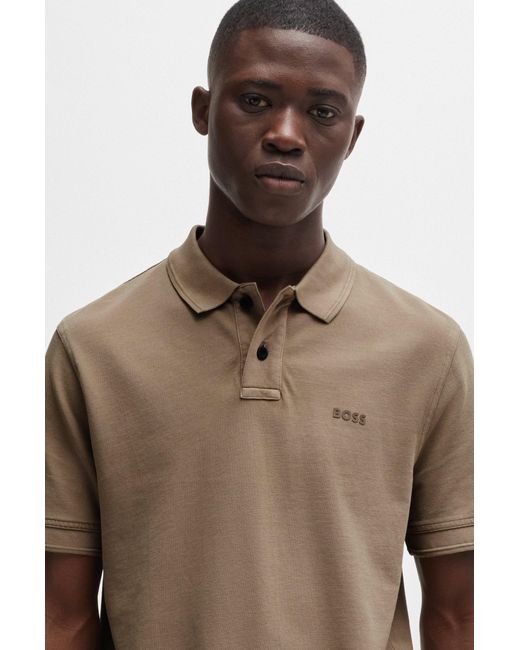 Boss Natural Cotton-piqué Polo Shirt With Logo Print for men