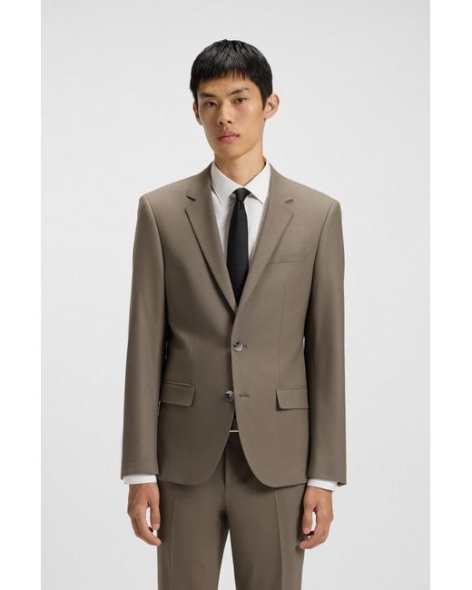 HUGO Zweiteiliger Slim-Fit Popeline-Anzug Aus Woll-Mix in Brown für Herren