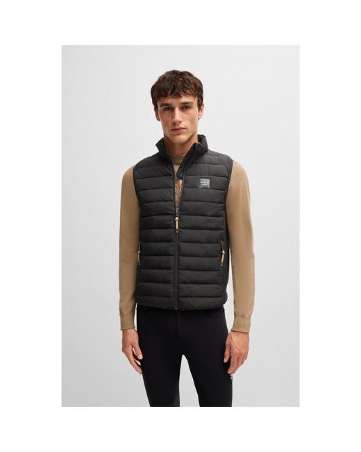 Boss Black Equestrian Water-Repellent Gilet With Logo Patch for men