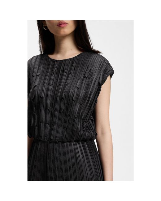Boss White Plissé Jumpsuit With Laser-Cut Scallop Detailing