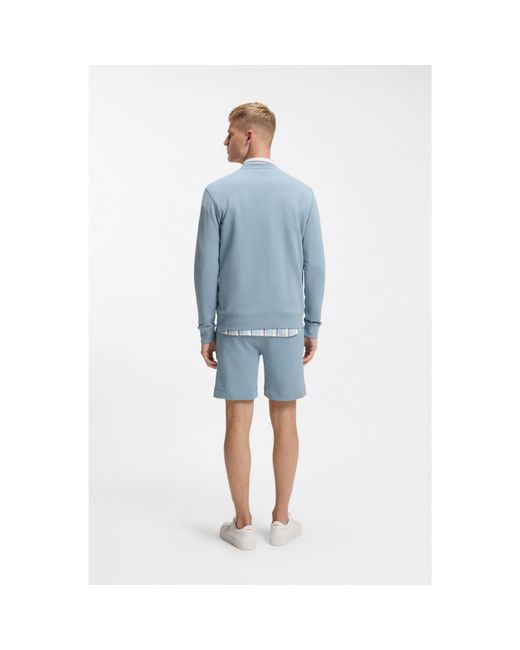 Boss Blue Cotton-Terry Sweatshirt With Logo Patch for men