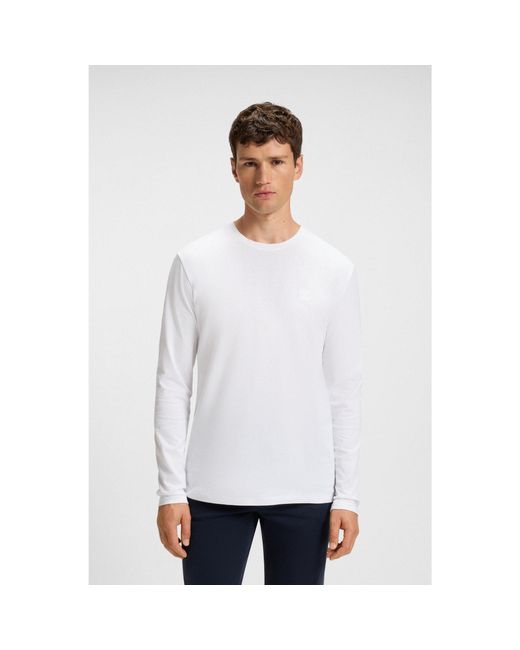 Boss White Long-Sleeved T-Shirt for men