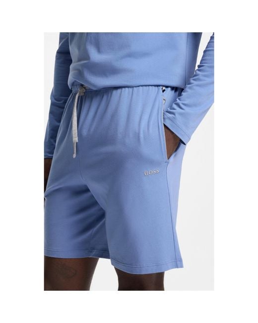 Boss Blue Logo-Embroidered Shorts for men
