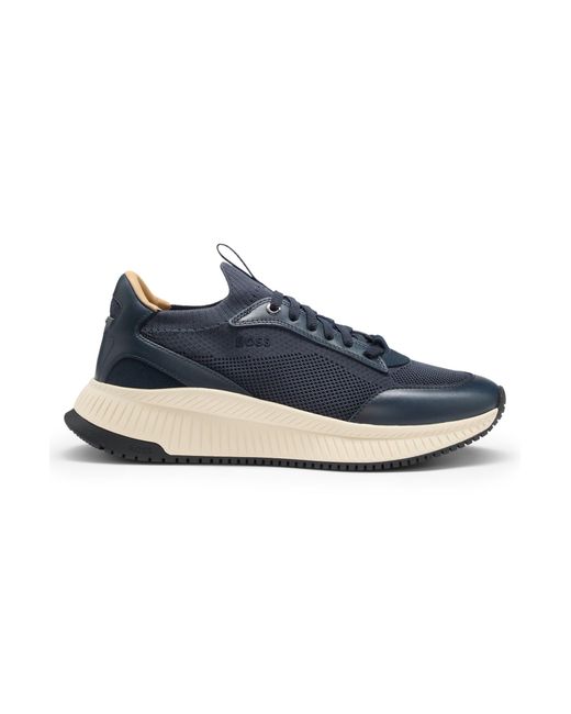 Boss Ttnm Evo-Sneakers Met Gebreide Bovenzijde in het Blue voor heren