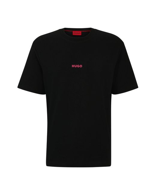 HUGO Black Cotton-jersey T-shirt With Back Artwork Print for men