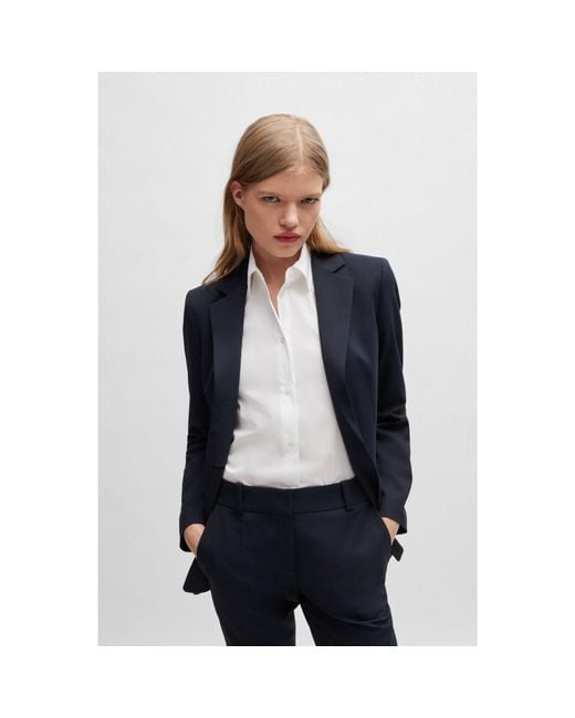 HUGO Blue Regular-Fit Jacket With Notch Lapels