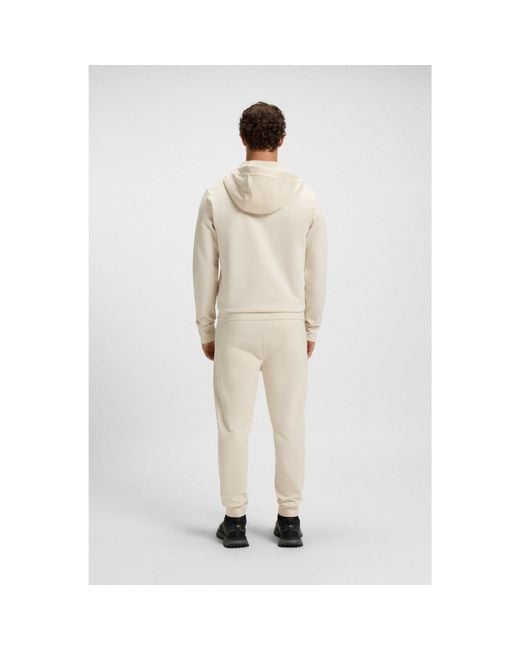 Boss Natural Relaxed-Fit Cotton-Blend Hoodie With Double B Monogram for men