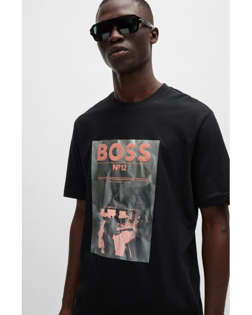 Boss Black Regular-fit T-shirt In Cotton With Seasonal Artwork for men