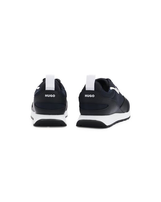 HUGO Blue Mixed-Material Trainers With Branded Accents for men
