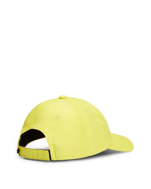 Boss Yellow Water-repellent Six-panel Cap With Metal Logo for men