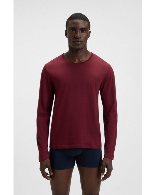 Boss Dreier-Pack Longsleeves Aus Baumwolle Mit Logos in Blue für Herren