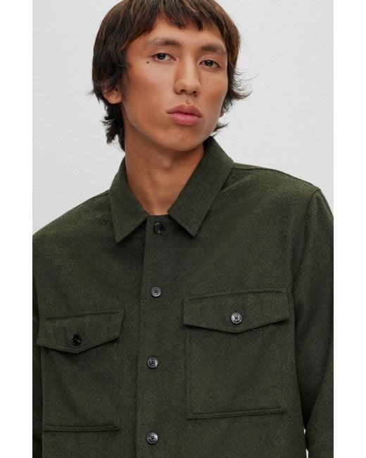 BOSS by HUGO BOSS Oversizedfit Overshirt With Red Logo Label in Black