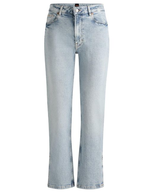 Boss Regular-fit Jeans In Light-blue Stretch Denim