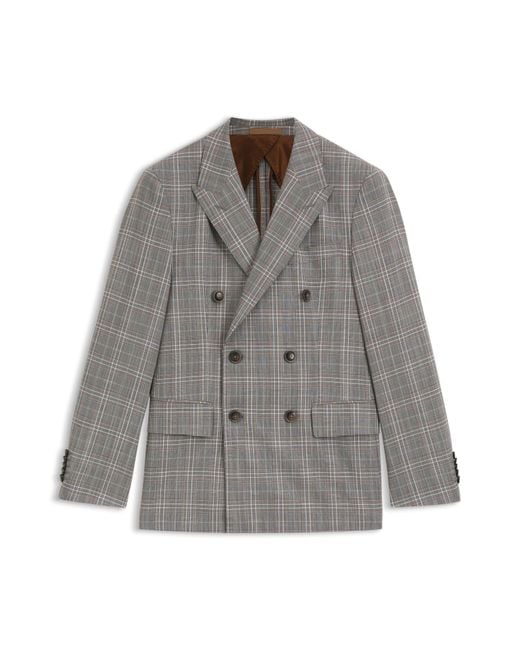 Boss Slim-Fit Sakko Aus Kariertem Schurwoll-Mix Mit Seide in Gray für Herren