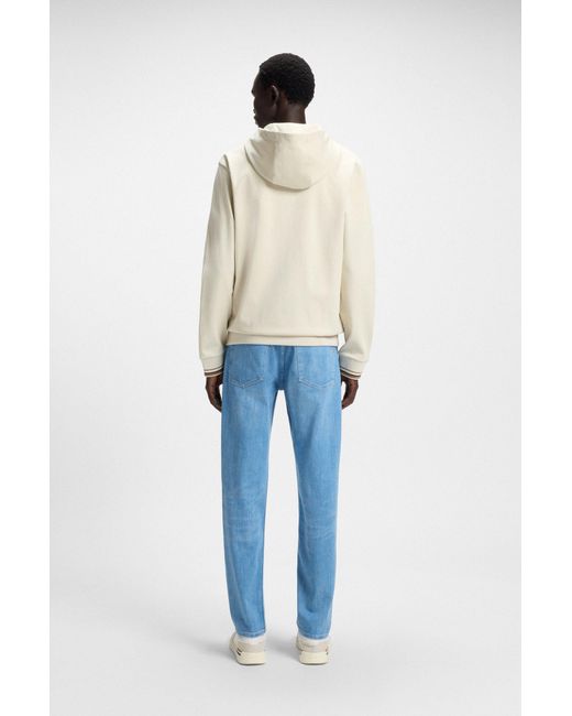 Boss Hoodie Aus Baumwoll-Mix Mit Reißverschluss Und Gemustertem Tunnelzug in Natural für Herren