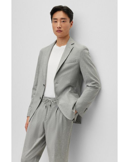Costume Slim Fit en coton stretch à rayures Boss pour homme en coloris Gray