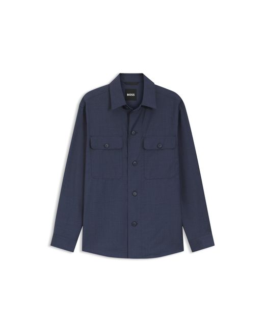 Boss Blue Relaxed-Fit Overshirt for men