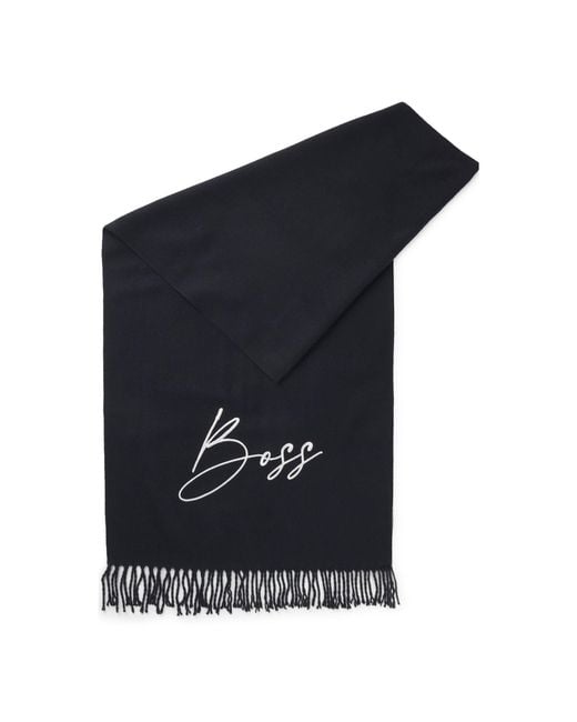 Boss Equestrian Scarf With Embroidered Logo