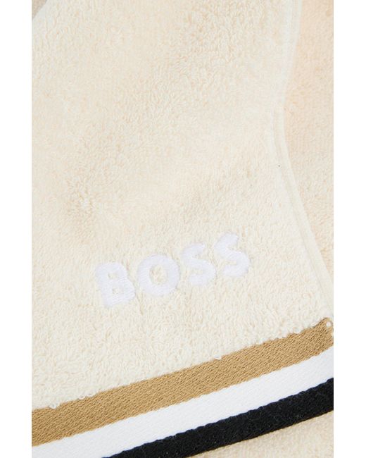 Boss White Cotton-jacquard Guest Towel With Piping And Logo