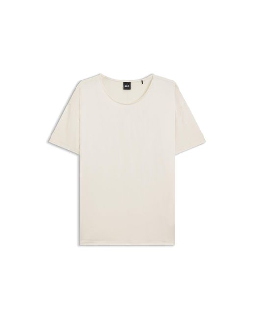Boss Natural Regular-Fit T-Shirt With Stretch-Silk Front