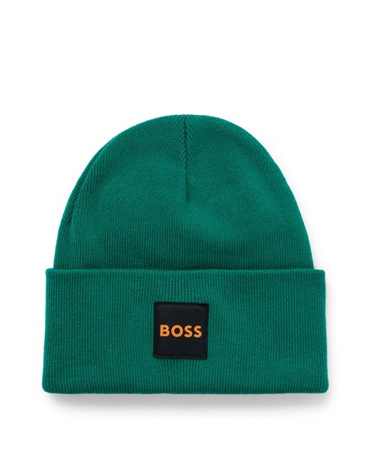 Bonnet en maille double épaisseur avec patch logo BOSS by HUGO BOSS pour  homme en coloris Vert | Lyst