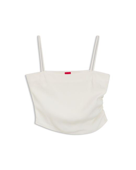 HUGO White Gathered Bandeau Top With Straps