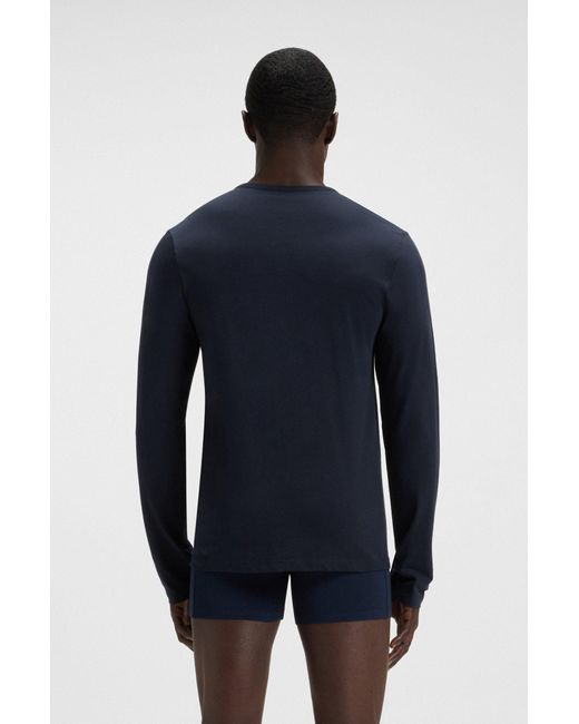 Boss Dreier-Pack Longsleeves Aus Baumwolle Mit Logos in Blue für Herren