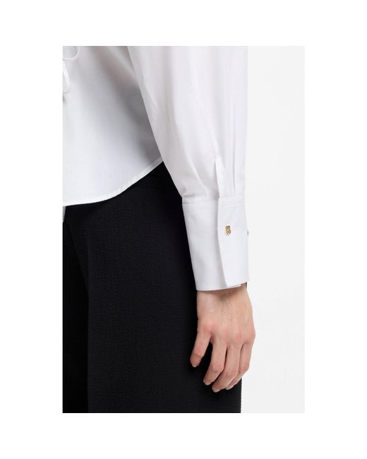 HUGO White Relaxed-Fit Cotton Blouse With Stacked-Logo Cuff Buttons