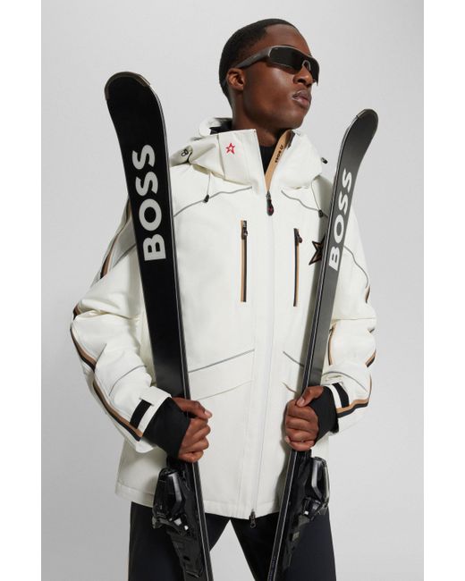 BOSS X Perfect Moment Hooded Down Ski Jacket With Special Branding in White  for Men