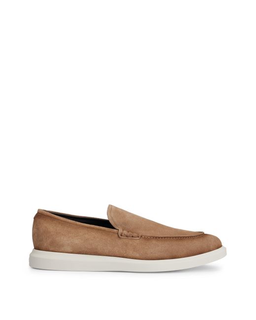 Boss Brown Suede Loafers With Lightweight Outsole for men