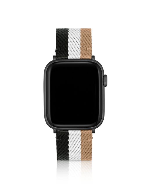 Boss Black Signature-stripe Strap For Apple Watch Men's Watches for men