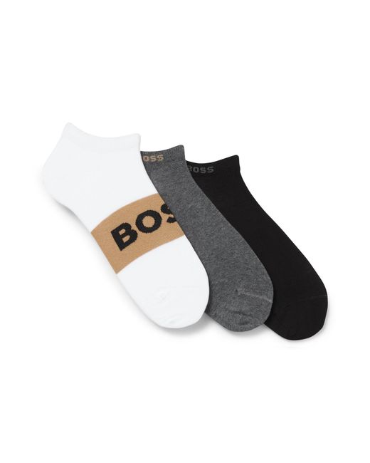 Boss Set Van Drie Paar Enkelsokken Van Een Katoenmix in het Black voor heren