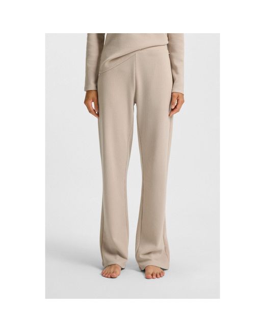 Boss Natural Cotton-Blend Pyjama Bottoms With Waffle Structure